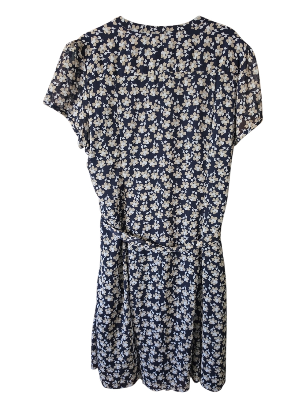 MSK | NWT Plus Size Navy Blue Ditsy Floral V-Neck Tie-Waist A-Line Dress | 16 - Picture 4 of 12